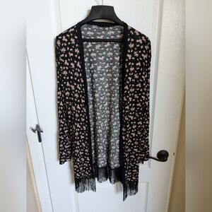Boho Fringe Rose Cardigan